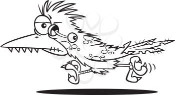 Royalty Free Clipart Image of a Zombie Roadrunner