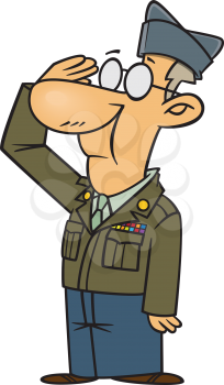 Royalty Free Clipart Image of a Military Veteran Saluting