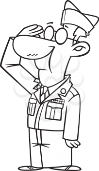 Royalty Free Clipart Image of a Soldier Saluting