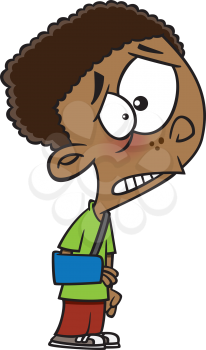Royalty Free Clipart Image of a Boy With His Arm in a Sling