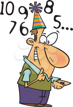 Royalty Free Clipart Image of a Man Counting Down the New Year