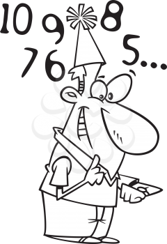 Royalty Free Clipart Image of a Man Counting Down the New Year