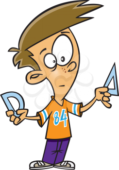 Royalty Free Clipart Image of a Boy With Geometry Tools