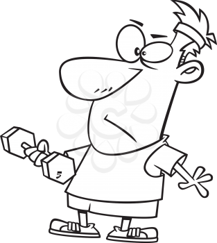 Royalty Free Clipart Image of a Man With a Dumbbell