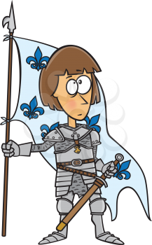 Royalty Free Clipart Image of a Joan of Arc Caricature