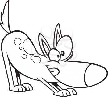 Royalty Free Clipart Image of a Dog Stretching