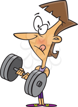 Royalty Free Clipart Image of a Woman Lifting a Barbell