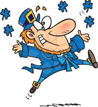 Royalty Free Clipart Image of a Blue Leprechaun