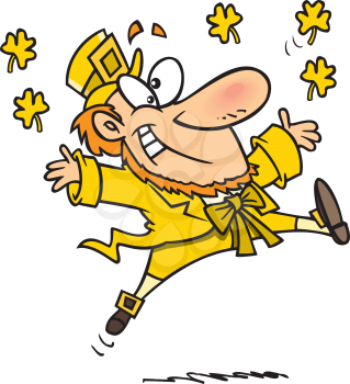 Royalty Free Clipart Image of a Yellow Leprechaun