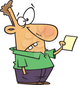 Royalty Free Clipart Image of a Man Looking at a Paper