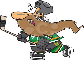 Royalty Free Clipart Image of a Hockey Player With a Long Beard