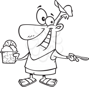 Royalty Free Clipart Image of a Man Eating Ice Cream