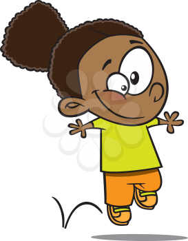 Royalty Free Clipart Image of a Little Girl Hopping