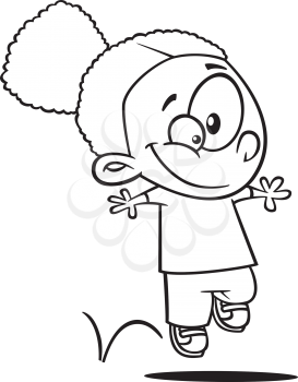 Royalty Free Clipart Image of a Little Girl Hopping