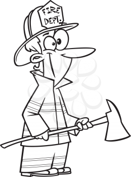 Royalty Free Clipart Image of a Firefighter With an Axe