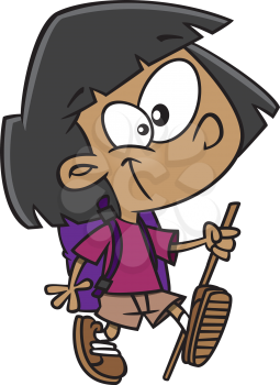 Royalty Free Clipart Image of a Girl Hiking