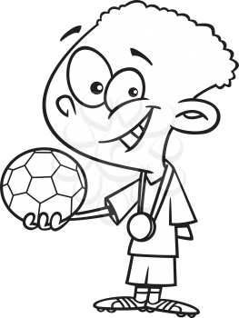 Royalty Free Clipart Image of a Boy With a Soccer Ball