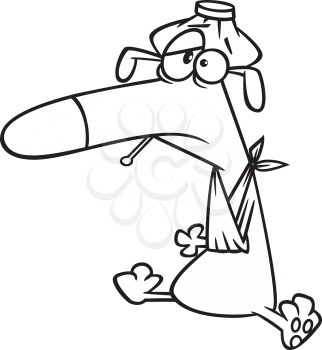 Royalty Free Clipart Image of a Sick Puppy