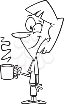 Royalty Free Clipart Image of a Woman Holding a Mug