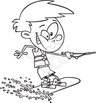 Royalty Free Clipart Image of a Boy on a Wakeboard