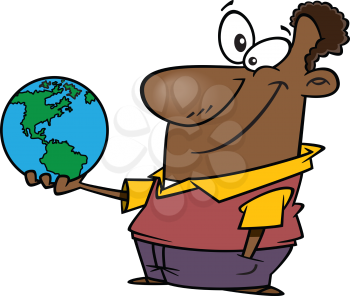 Royalty Free Clipart Image of a Man Holding a Globe