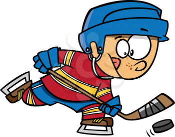 Royalty Free Clipart Image of a Boy Playing Hockey