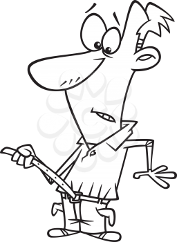 Royalty Free Clipart Image of a Man Tightening his Pants