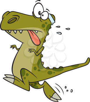Royalty Free Clipart Image of a Dinosaur Jogging