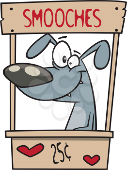 Royalty Free Clipart Image of a Kissing Booth with a Dog