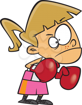 Royalty Free Clipart Image of a Girl with Boxing Gloves