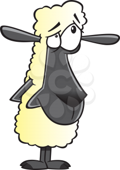 Royalty Free Clipart Image of a Shy Sheep