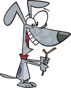 Royalty Free Clipart Image of a Dog with a Stick