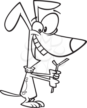Royalty Free Clipart Image of a Dog with a Stick