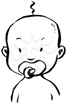 Royalty Free Clipart Image of a Baby With a Soother