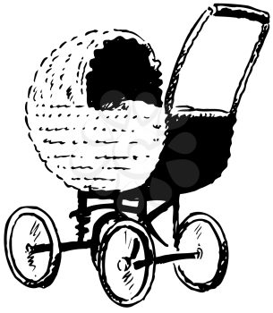 Royalty Free Clipart Image of a Baby Carriage
