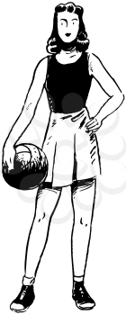 Royalty Free Clipart Image of a Female Basket Player