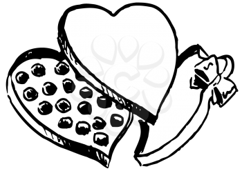 Royalty Free Clipart Image of a Heart Shaped Box of Candy