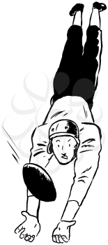 Royalty Free Clipart Image of a Ball Player Making a Diving Catch