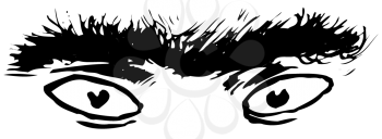 Royalty Free Clipart Image of Eyes and a Thick Unibrow