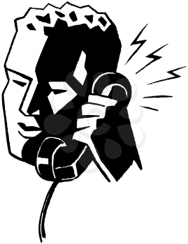 Royalty Free Clipart Image of a Guy on a Phone