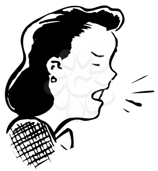 Royalty Free Clipart Image of a Woman Coughing