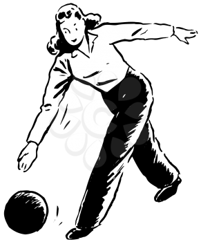 Royalty Free Clipart Image of a Lady Bowler