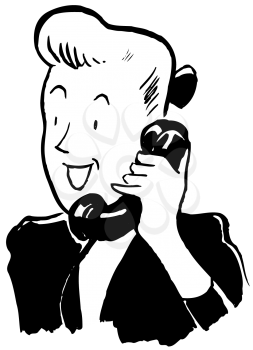 Royalty Free Clipart Image of a Woman Talking on a Telephone