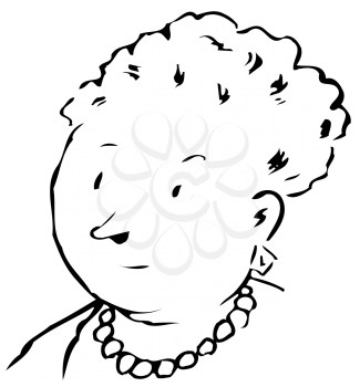 Royalty Free Clipart Image of an Old Woman in Pearls