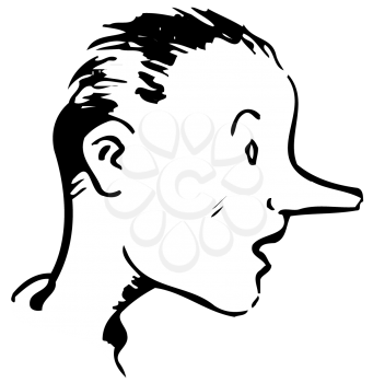 Royalty Free Clipart Image of a Man With a Long Nose