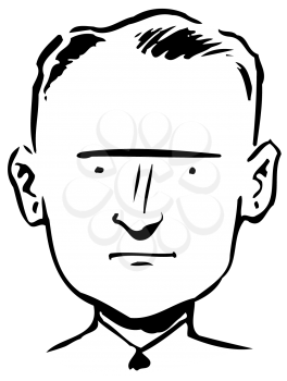 Royalty Free Clipart Image of
a Frowning Man With a Unibrow