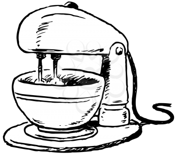 Royalty Free Clipart Image of an Electric Mixer and Bowl
