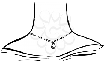 Royalty Free Clipart Image of a Neck With a Single Drop Necklace