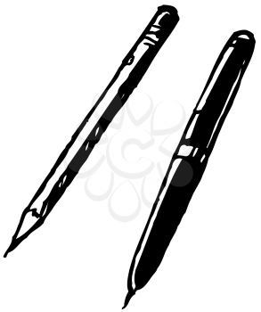 Royalty Free Clipart Image of a Pen and Pencil