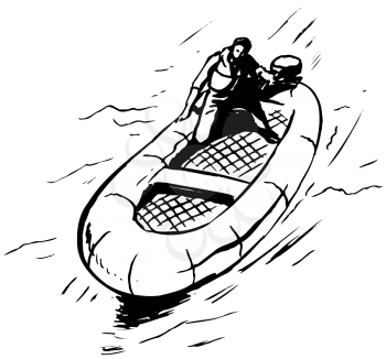 Royalty Free Clipart Image of a Life Raft
